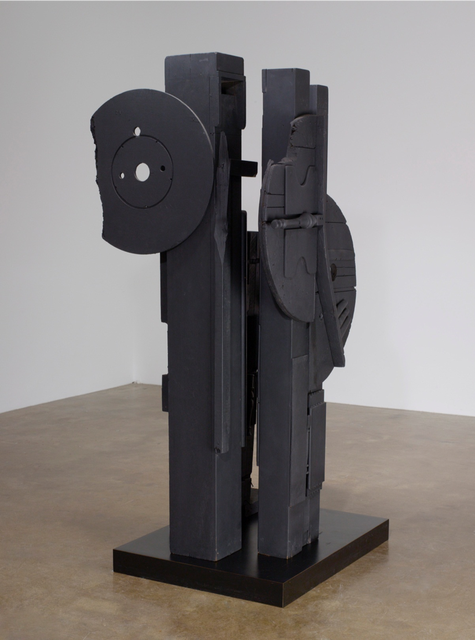 Louise Nevelson, *Cascades-Perpendiculars II (Night Music)*, 1980–82. Painted wood, 82 x 33 x 38 inches. San José Museum of Art. Gift of the Lipman Family Foundation, 2017.17.05.