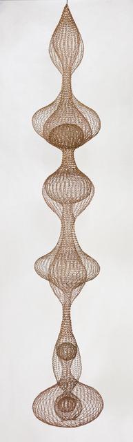 Ruth Asawa, *Untitled* (S.035, Hanging Six-Lobed, Multilayered Interlocking Continuous Form within a Form with Spheres in the Second, Fifth, and Sixth Lobes), ca. 1962. Brass and copper wire, 88 x 15 1/2 x 15 1/2 inches.