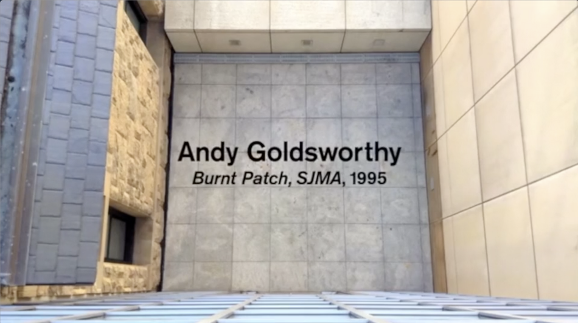 Installation video of Andy Goldsworthy’s *Burnt Patch* (2005) at San José Museum of Art, 2014.