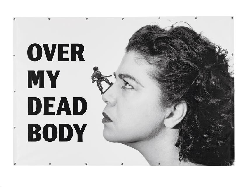 Mona Hatoum, *Over my Dead Body,* 1988. Billboard, ink on paper, 80 1/2 x 120 inches.