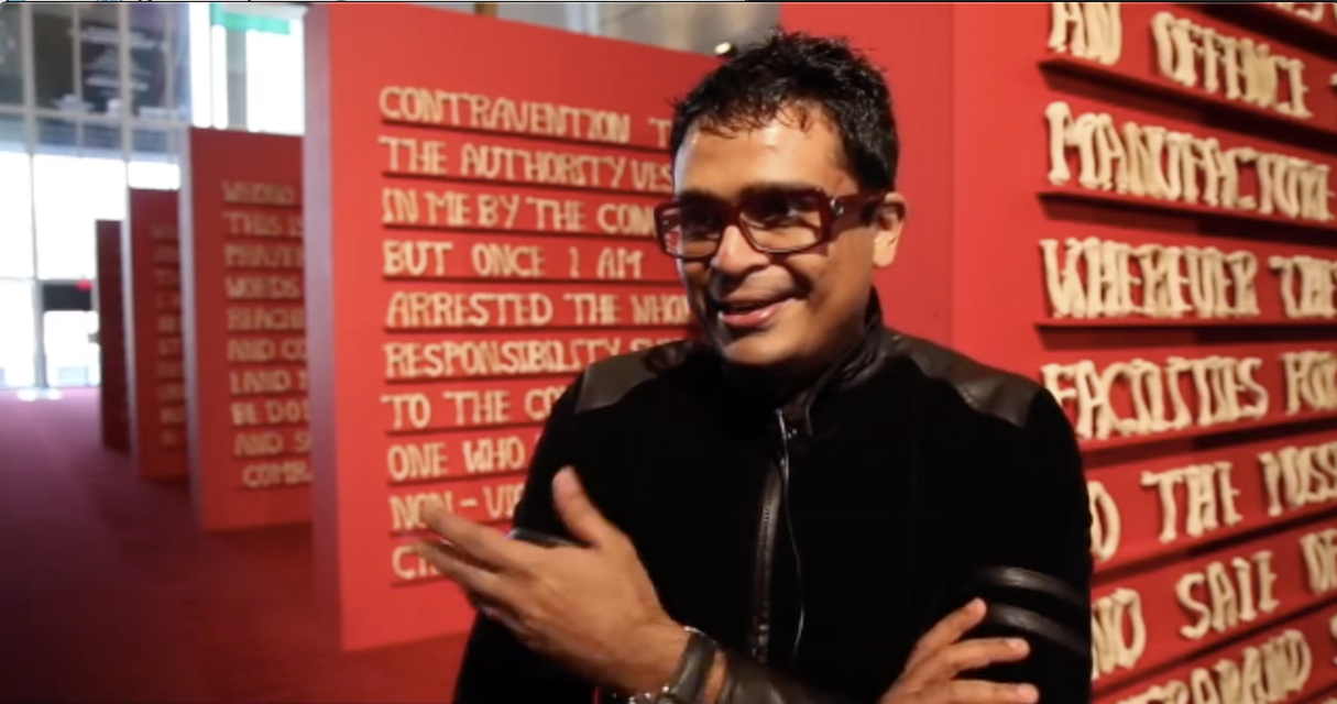 Video clip of Jitish Kallat discussing his work *Public Notice 2* (2007) at the John F. Kennedy Center for the Performing Arts, Washington, DC, March 2011.