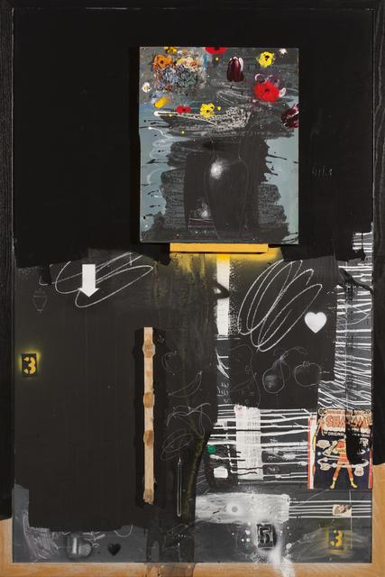 Raymond Saunders, *Not Real But Wanting To Be*, 1999. Mixed media on slate, 72 x 48 inches. San José Museum of Art. Museum purchase with funds from the Board of Trustees and Friends of Josi Callan in honor of former director Josi Callan (1992–99), 1999.20.
